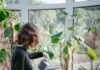 ‘마음 청소’로 활력을 찾다… 스트레스 관리를 위한 일상 속 작은 변화들 a woman watering plants in a window sill